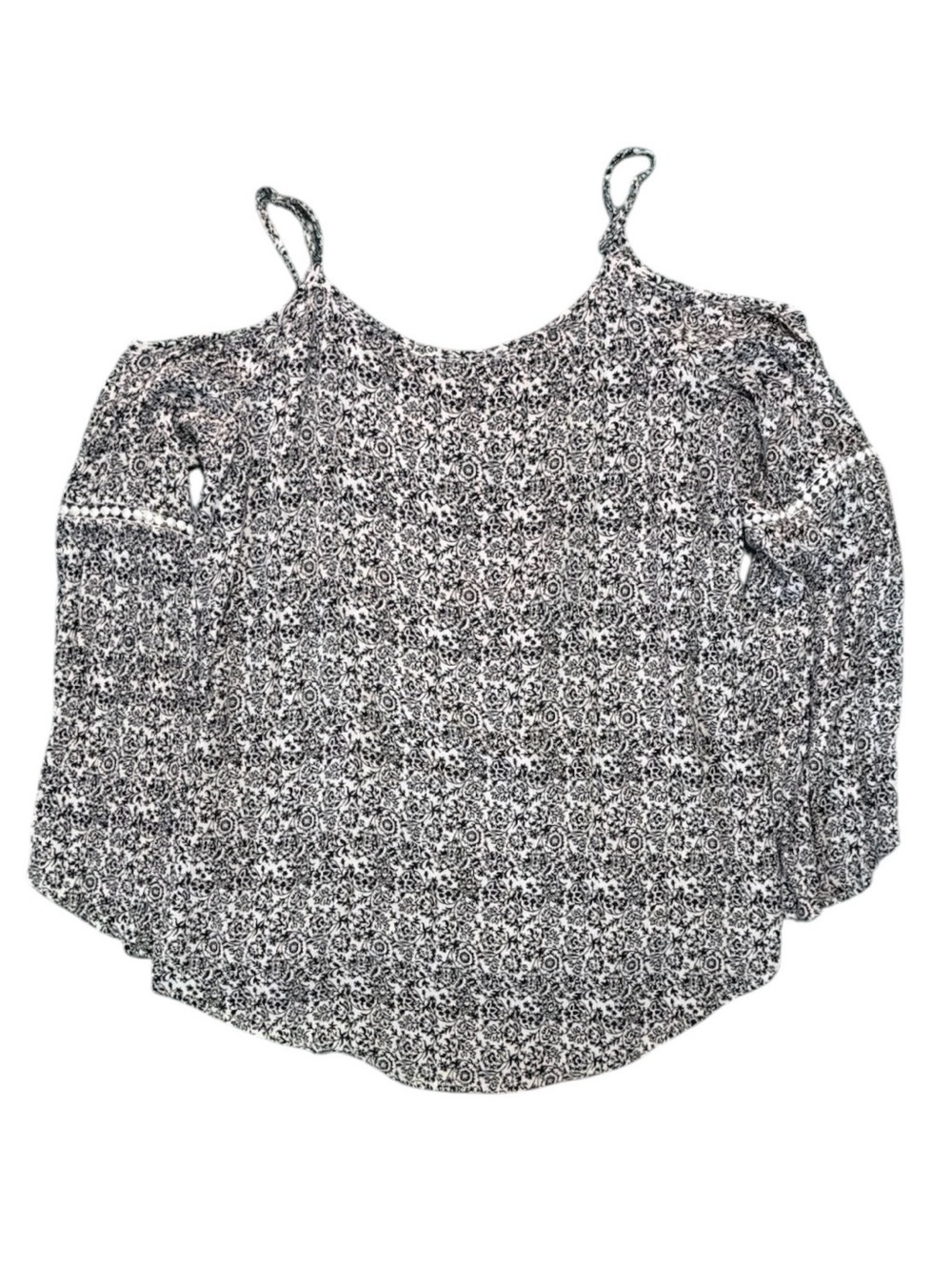Maurices Cold Shoulder Floral Peasant Blouse Size Large Boho Adjustable Straps - Picture 4 of 6